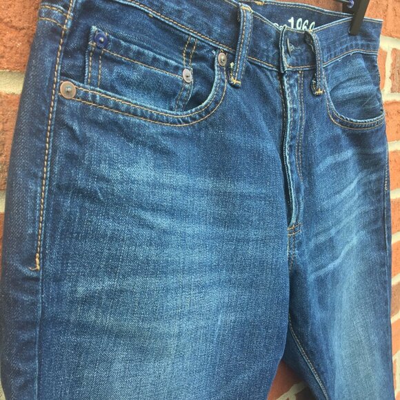 Gap 1969 Slim Rockaway Jeans Mens Size 29 Straight Leg Light Distressing - Picture 3 of 16